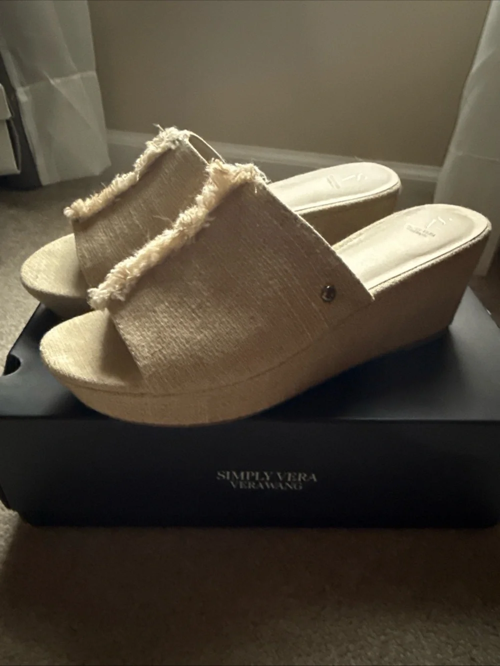 Simply Vera Braeburn Wedge Sandals - Color Natural - Size 9